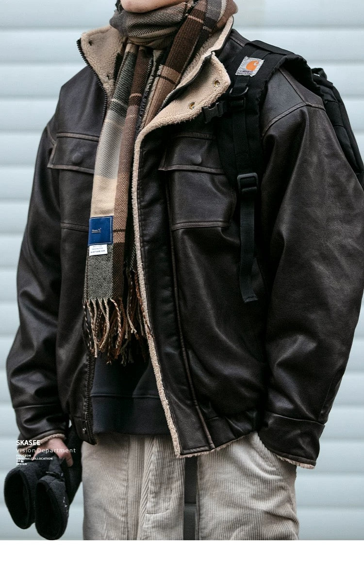 Morandi Brown Thickened Warm Lambswool Streetwear Coat FE0269