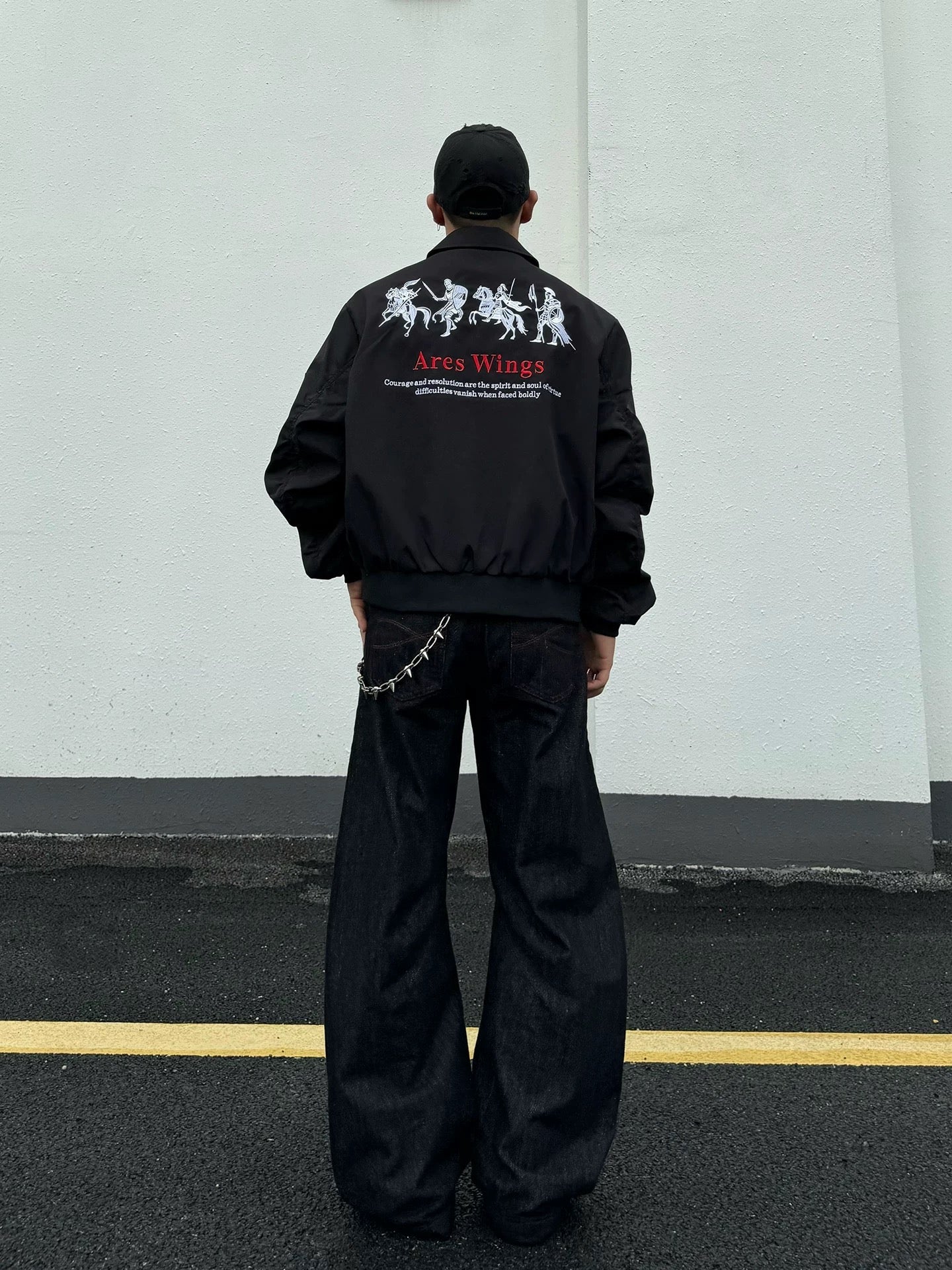 Men’s Embroidered Warhorse Letterman Bomber Jacket – American Street Vintage Flight Jacket FE0004