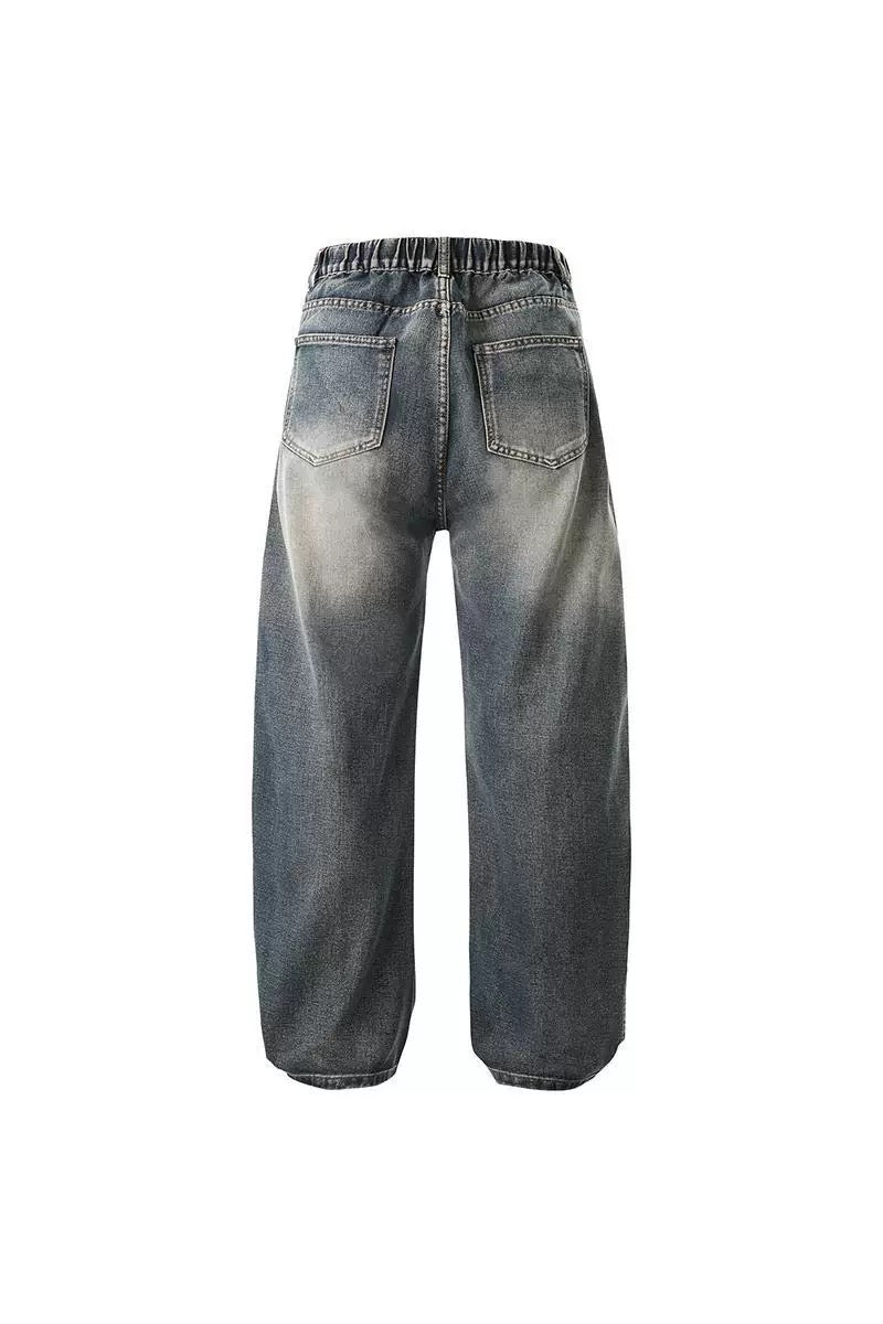 Men’s Retro Arc Panel Loose-Fit Denim Jeans FE0081