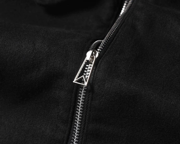 Men’s Retro Boxy Zip-Up Jacket – American Vintage Cropped Street Outerwear FE0035