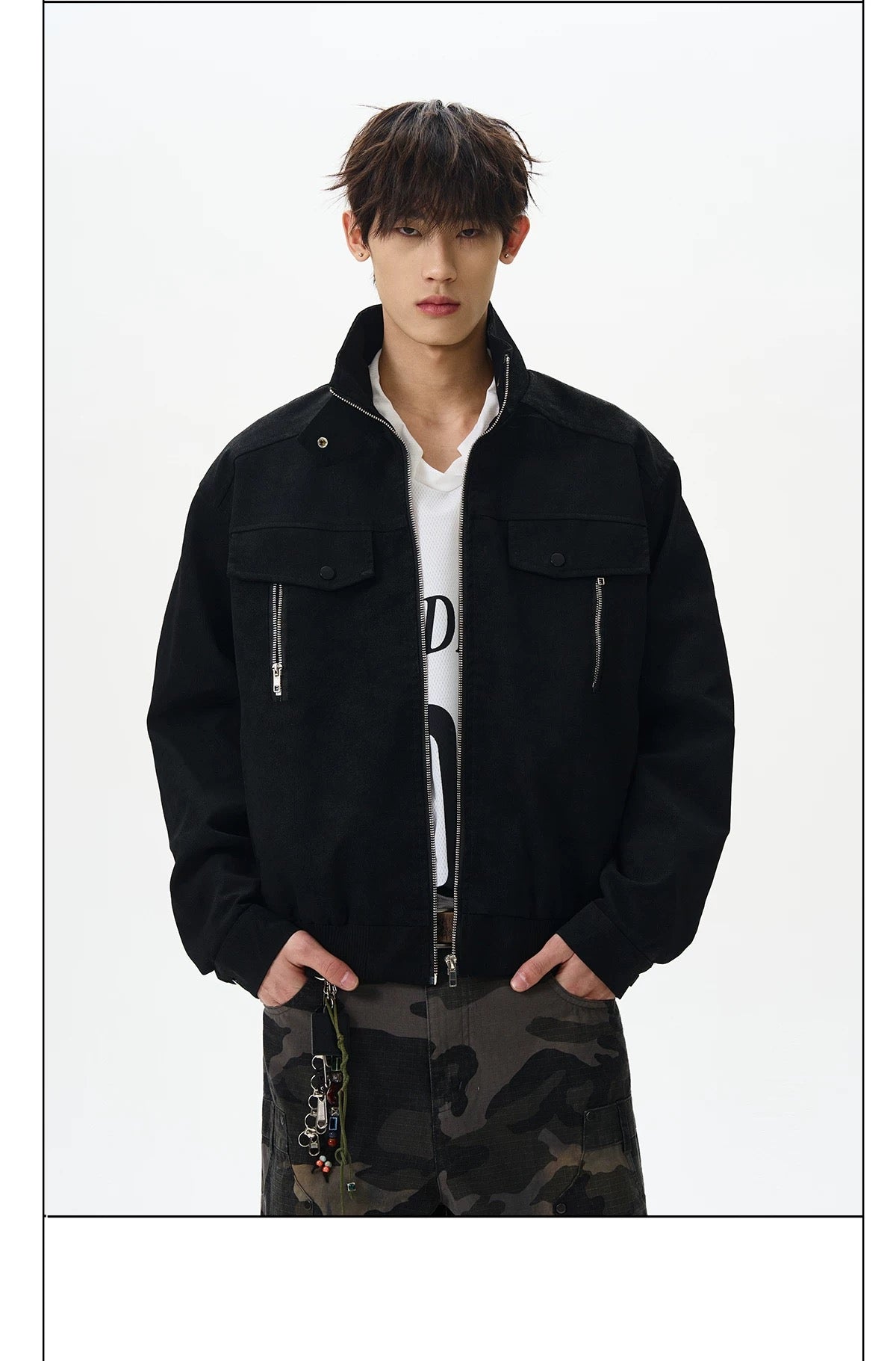 Men’s Stand-Collar American Streetwear Jacket FE0086