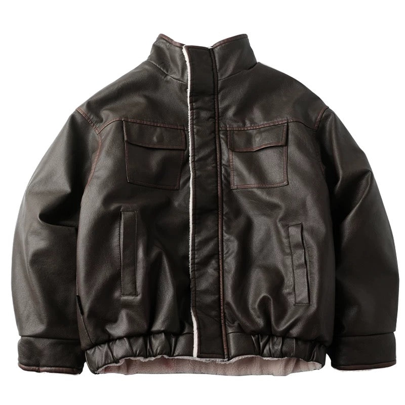 Morandi Brown Thickened Warm Lambswool Streetwear Coat FE0269