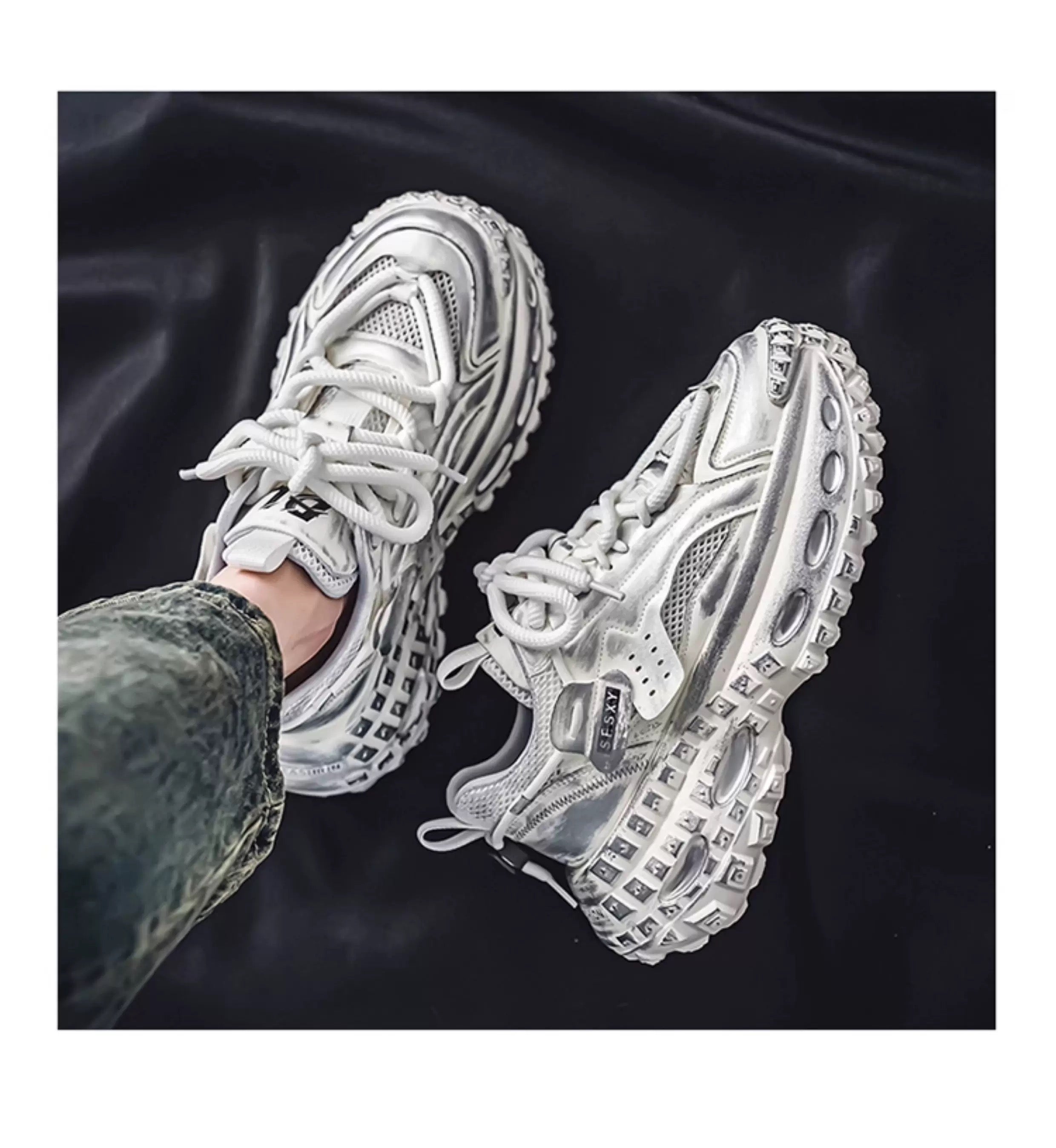 Men’s 2025 New Chunky Sneakers Tire Sole Platform Dad Shoes Fashion Street Style Casual Running ShoesS0016