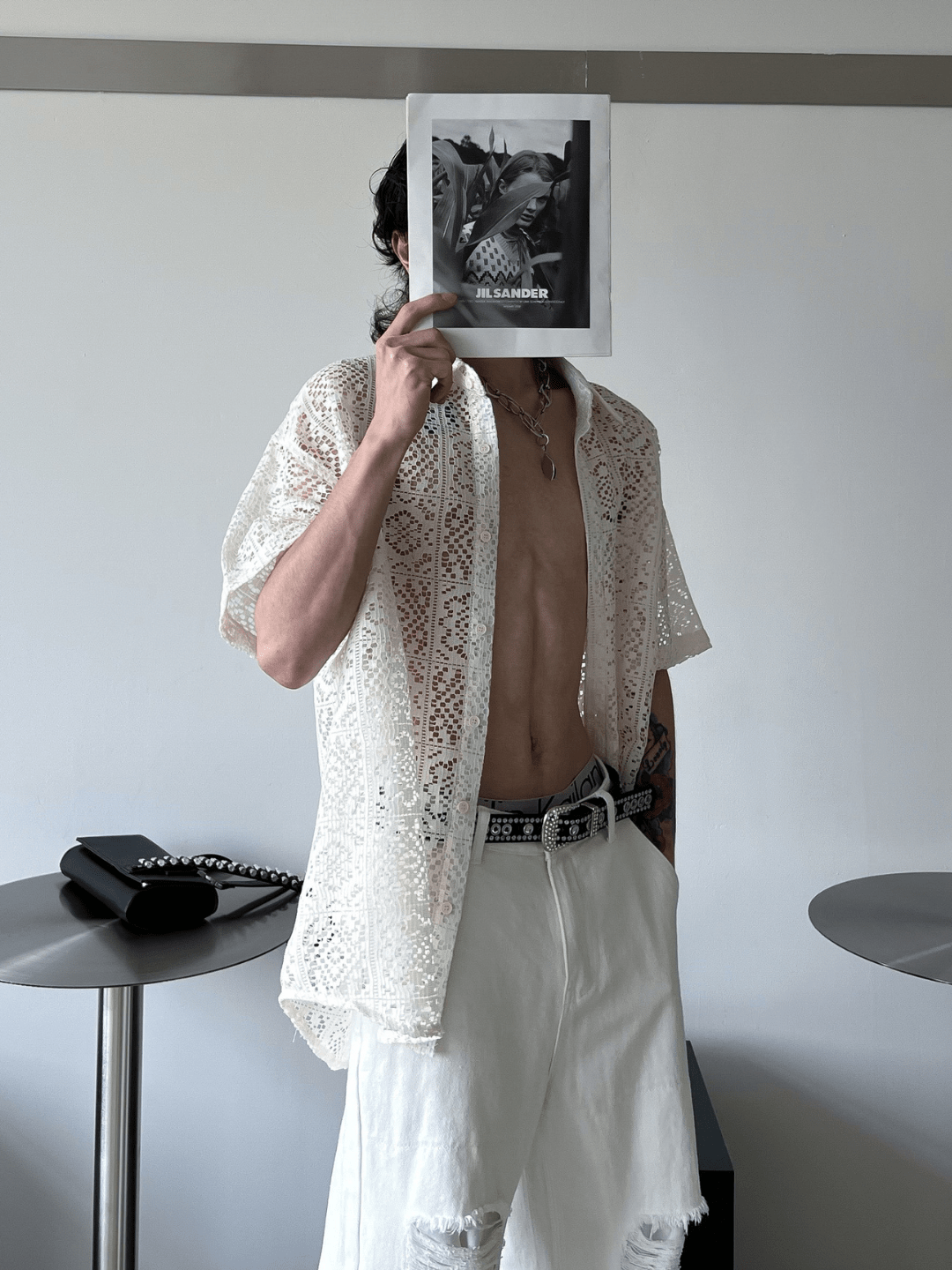 hollow design sense loose shirts FE0560