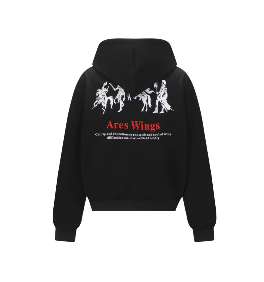 Men’s Embroidered Warhorse Hoodie – American Retro Street Pullover Sweatshirt FE0006