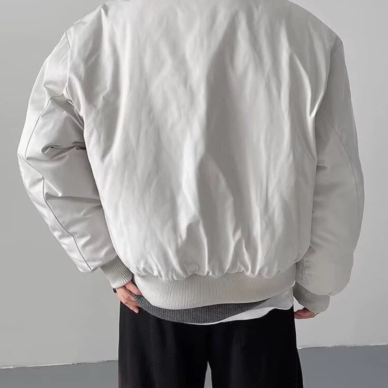 Men’s Deconstructed Bomber Jacket – American Retro High-Street Flight Outerwear FE0041