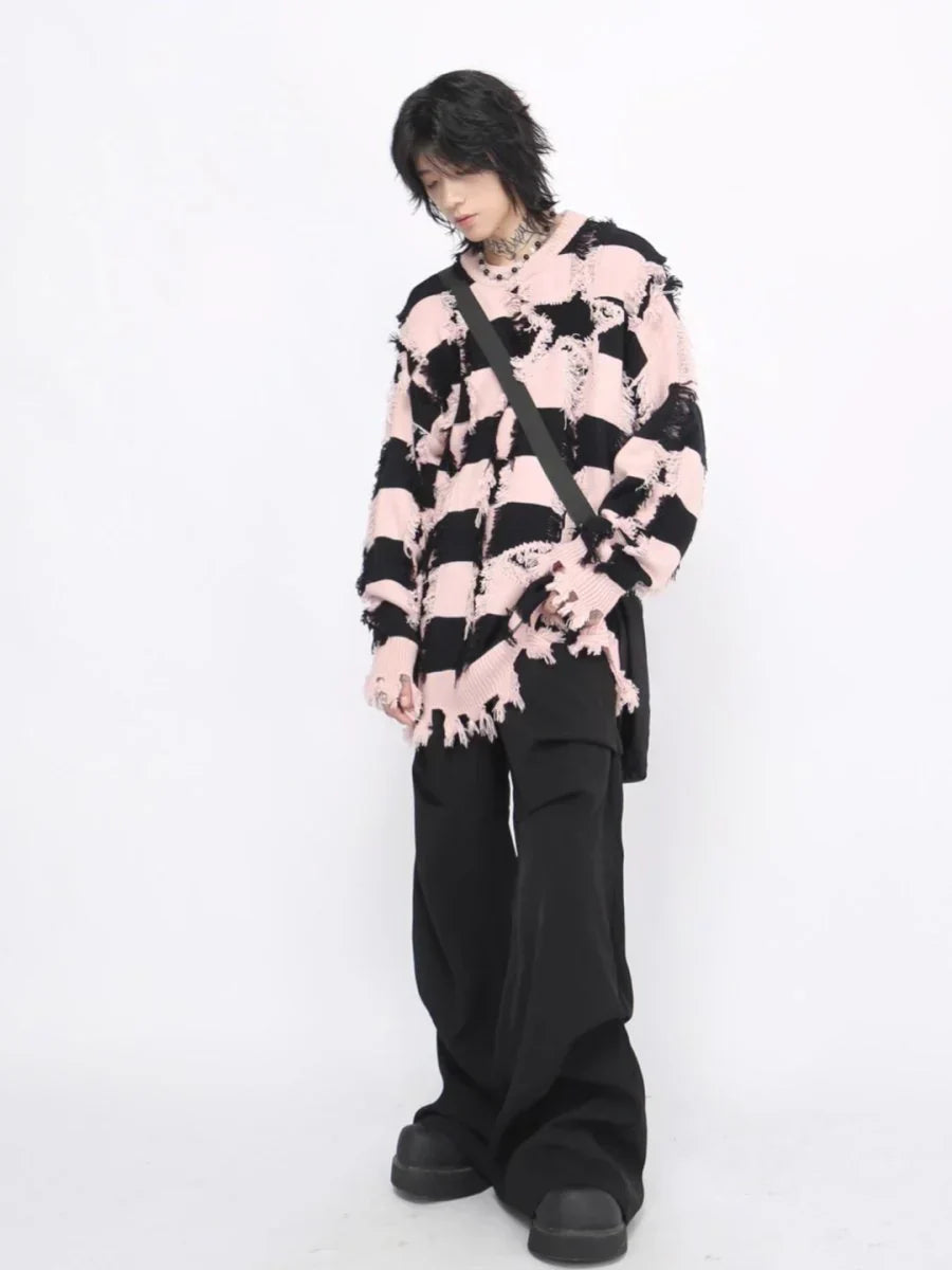 HOLES STRIPED CASUAL KNITWEAR FE0220
