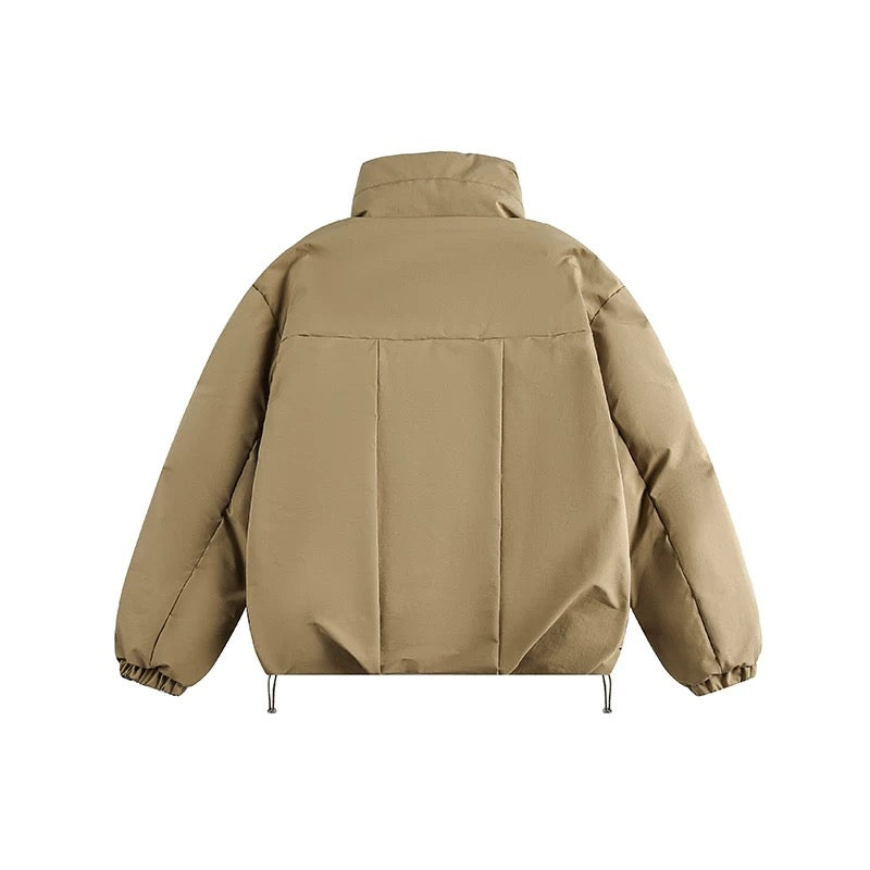 Men’s White Duck Down Stand Collar Puffer Jacket – Minimal Warm Winter Outerwear FE0039