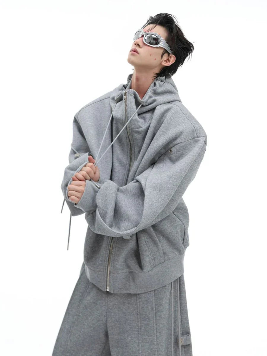 LOOSE HOODED SWEATER JACKET + BOTTOMS FE0491