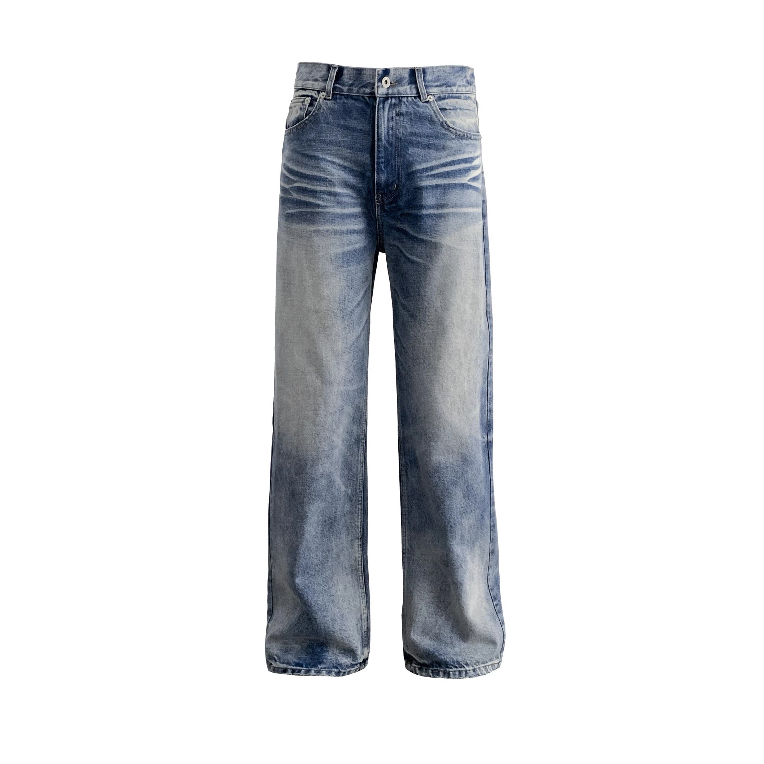 Washed Blue Straight-Leg Denim Jeans FE0065