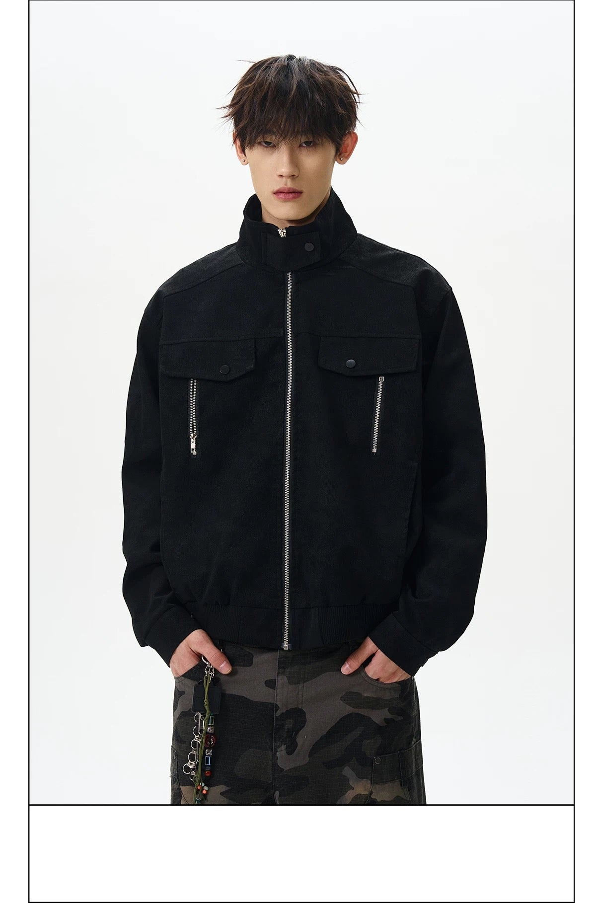 Men’s Stand-Collar American Streetwear Jacket FE0086