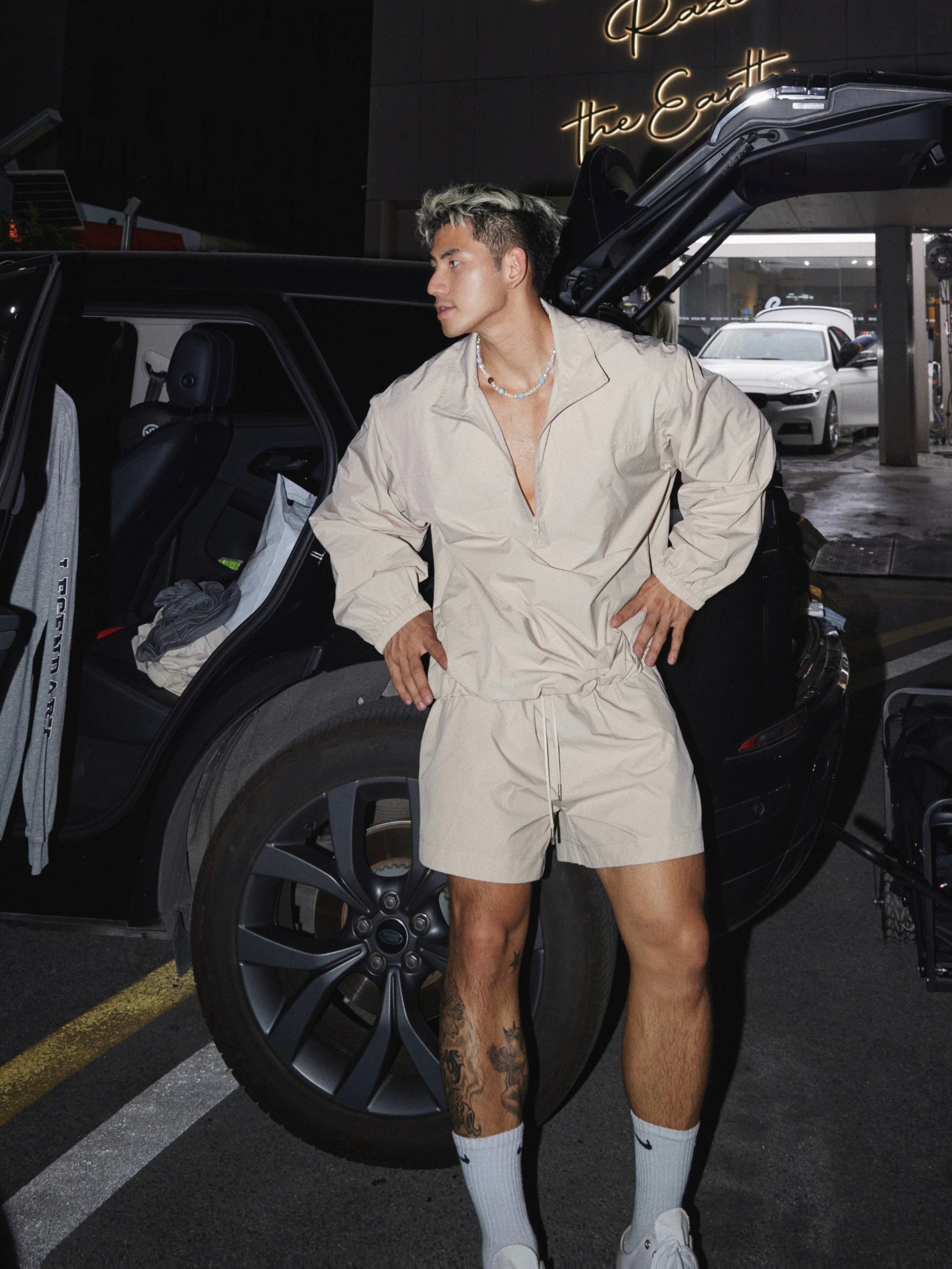 Men’s Retro Sport Lounge Set | Lightweight Fall Tracksuit with Loose Pullover & Shorts FE0278
