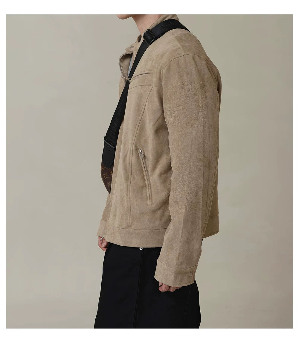 American Stand Collar Jacket – Vintage Streetwear Short Coat for Men FE0340