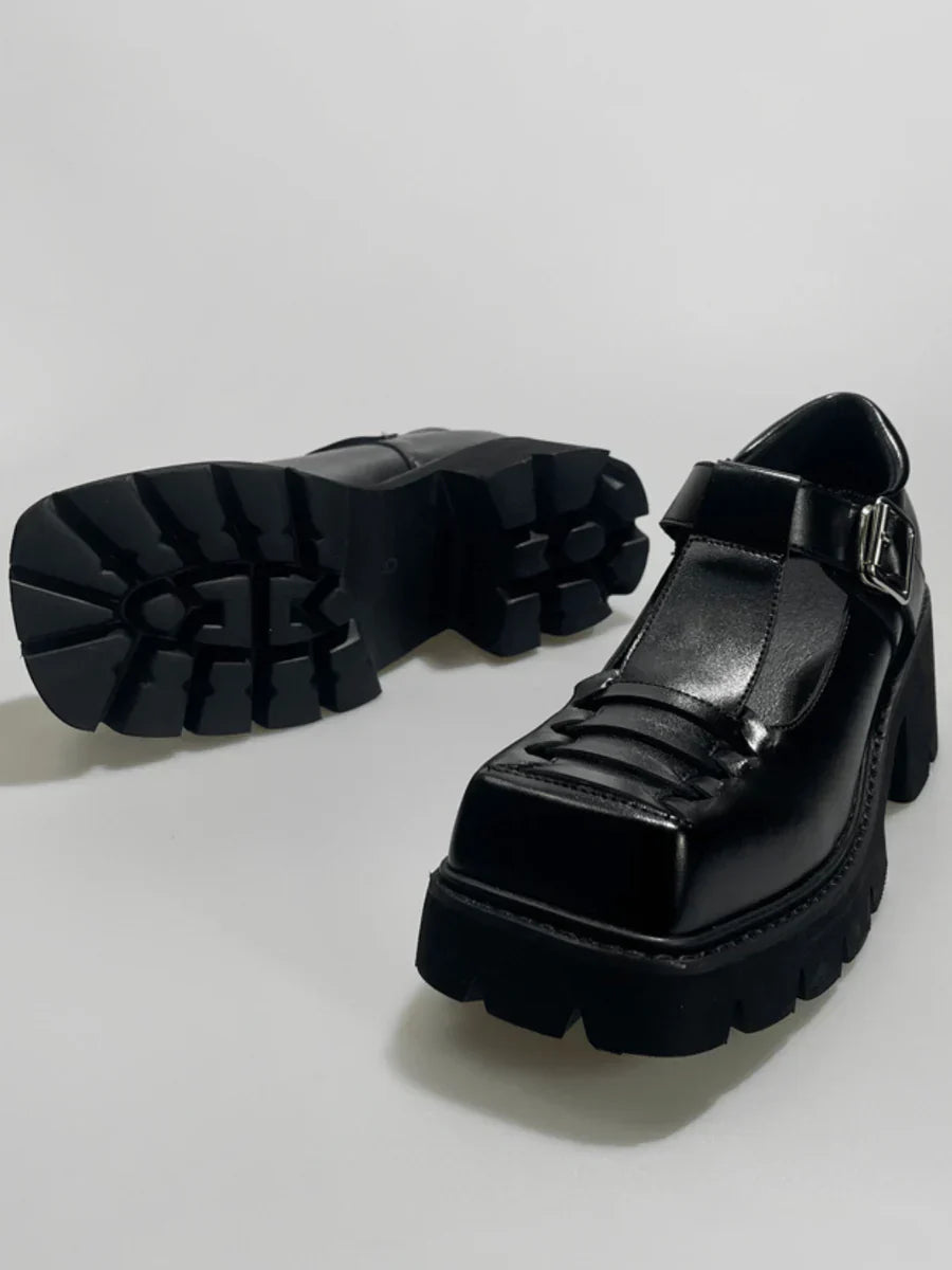 CHUNKY HEEL HOLLOW SINGLE SANDALS S027