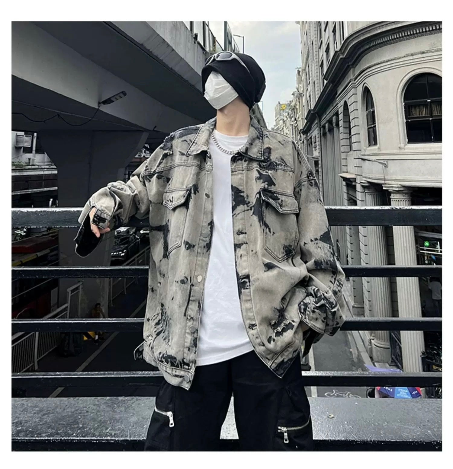 Men’s American Tie-Dye Denim Jacket – High Street Vintage Streetwear Outerwear FE0292
