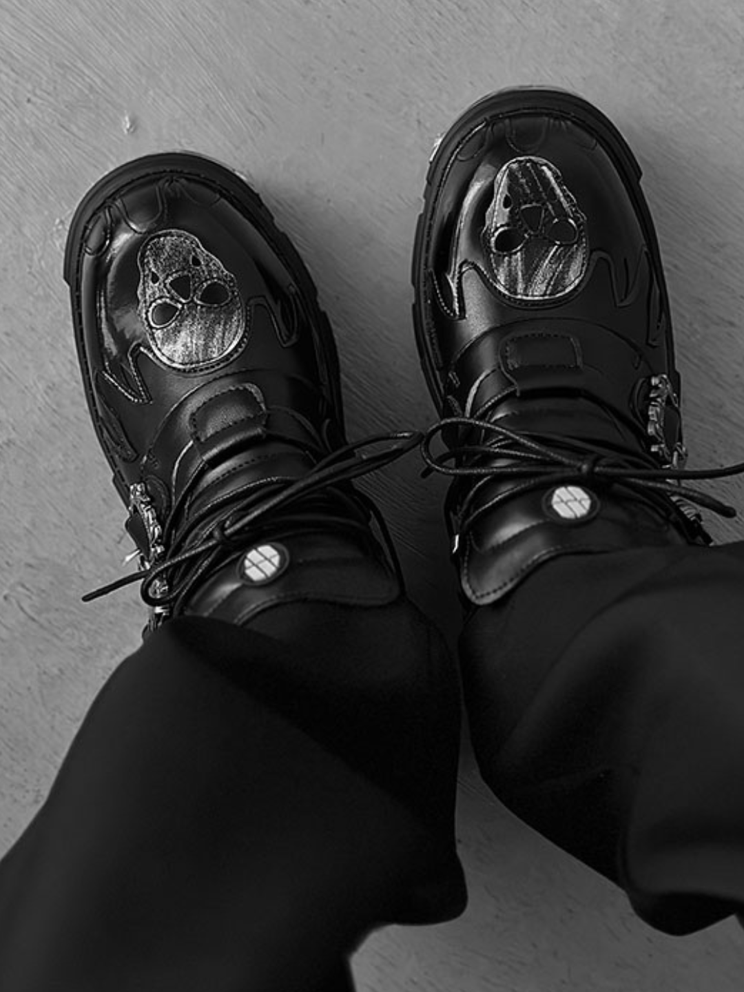 Punk Metal Leather Shoes S036