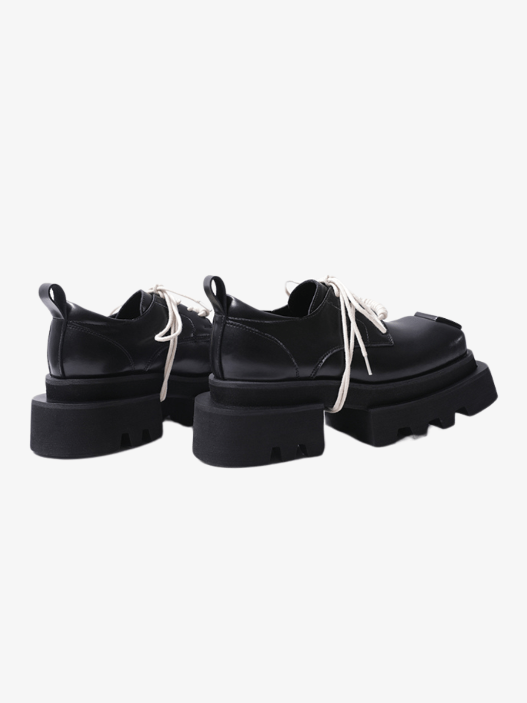 leather square head lace-up Derby shoes S034