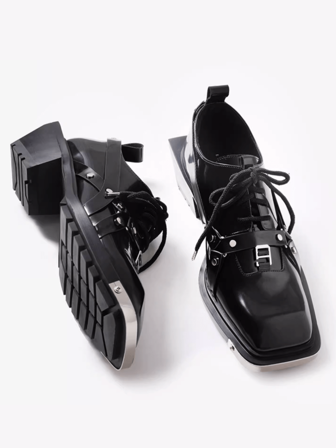 Square Toe Derby Leather Shoes S031