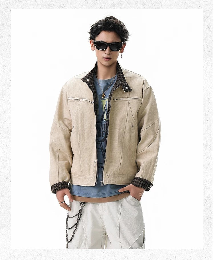Harrington Stand Collar Utility Jacket – American Vintage Streetwear Coat FE0064