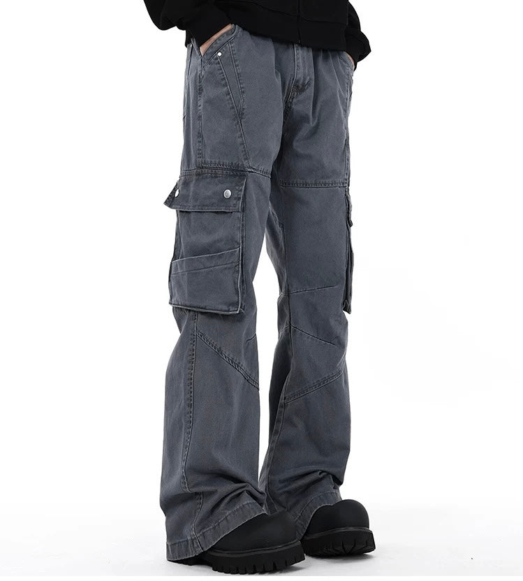 Men’s Deconstructed Cargo Pants – American Retro Utility Street Trousers FE0033