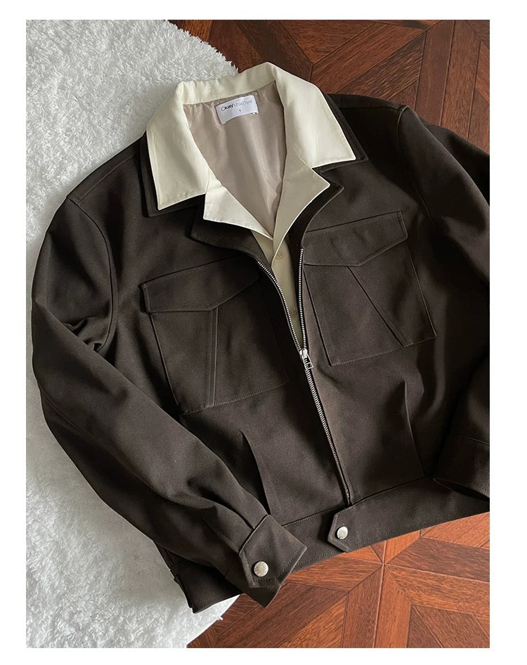 Men’s Deconstructed Layered Jacket – Vintage Minimal Street Outerwear FE0034