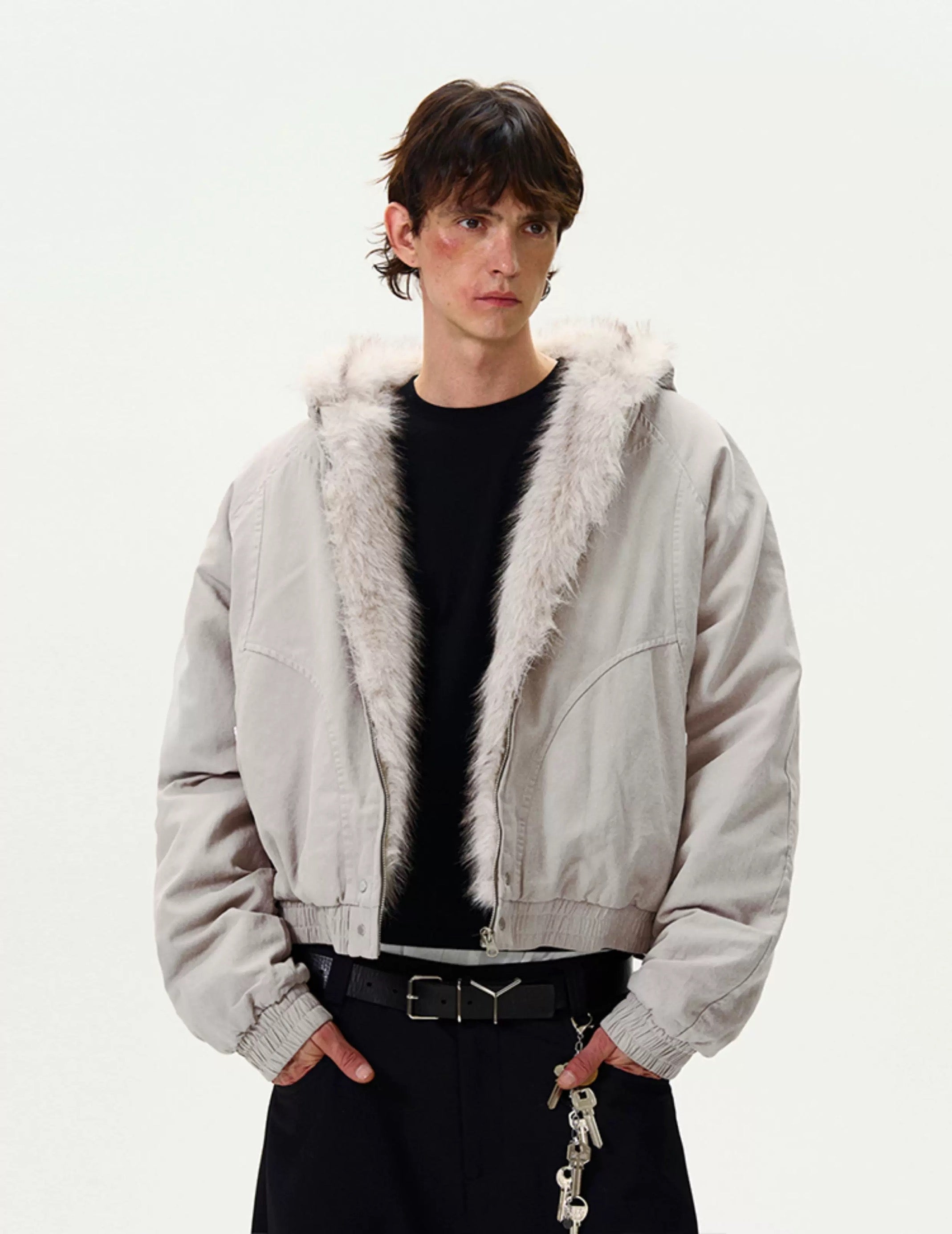American Vintage Deconstructed Fleece-Lined Jacket – Retro Streetwear Outerwear FE0067