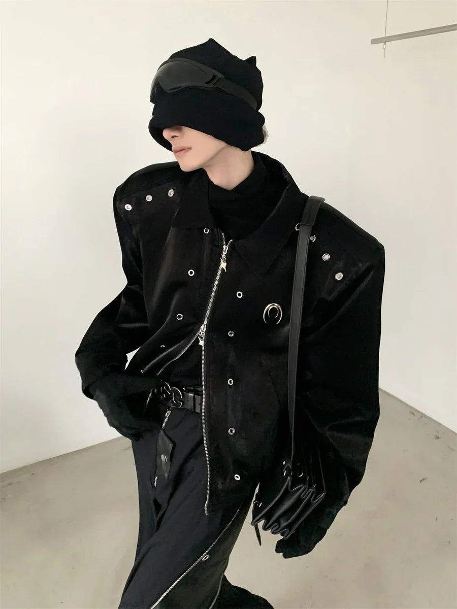 SHOULDER PADS SILHOUETTE LAPEL SHORT JACKET FE0466