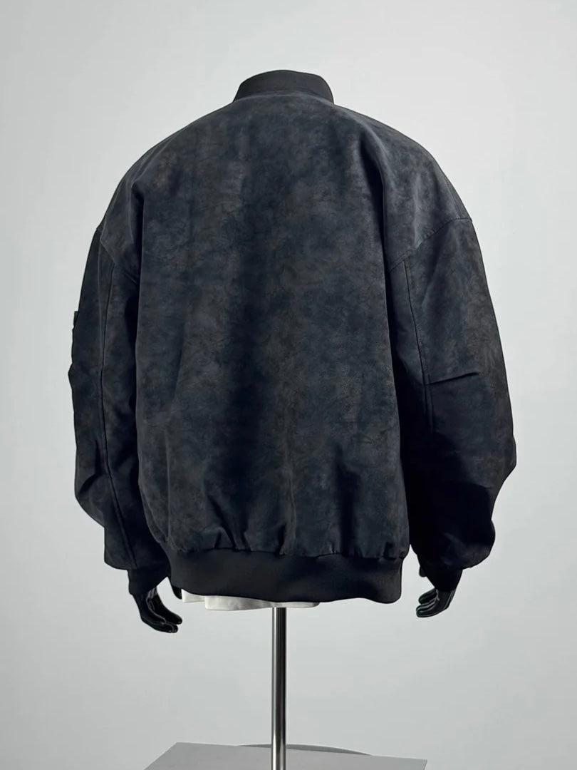 LOOSE STAND-COLLAR MOTO JACKET FE0217