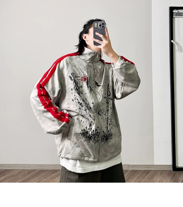 Men’s Printed Color-Block Fleece Jacket FE0333