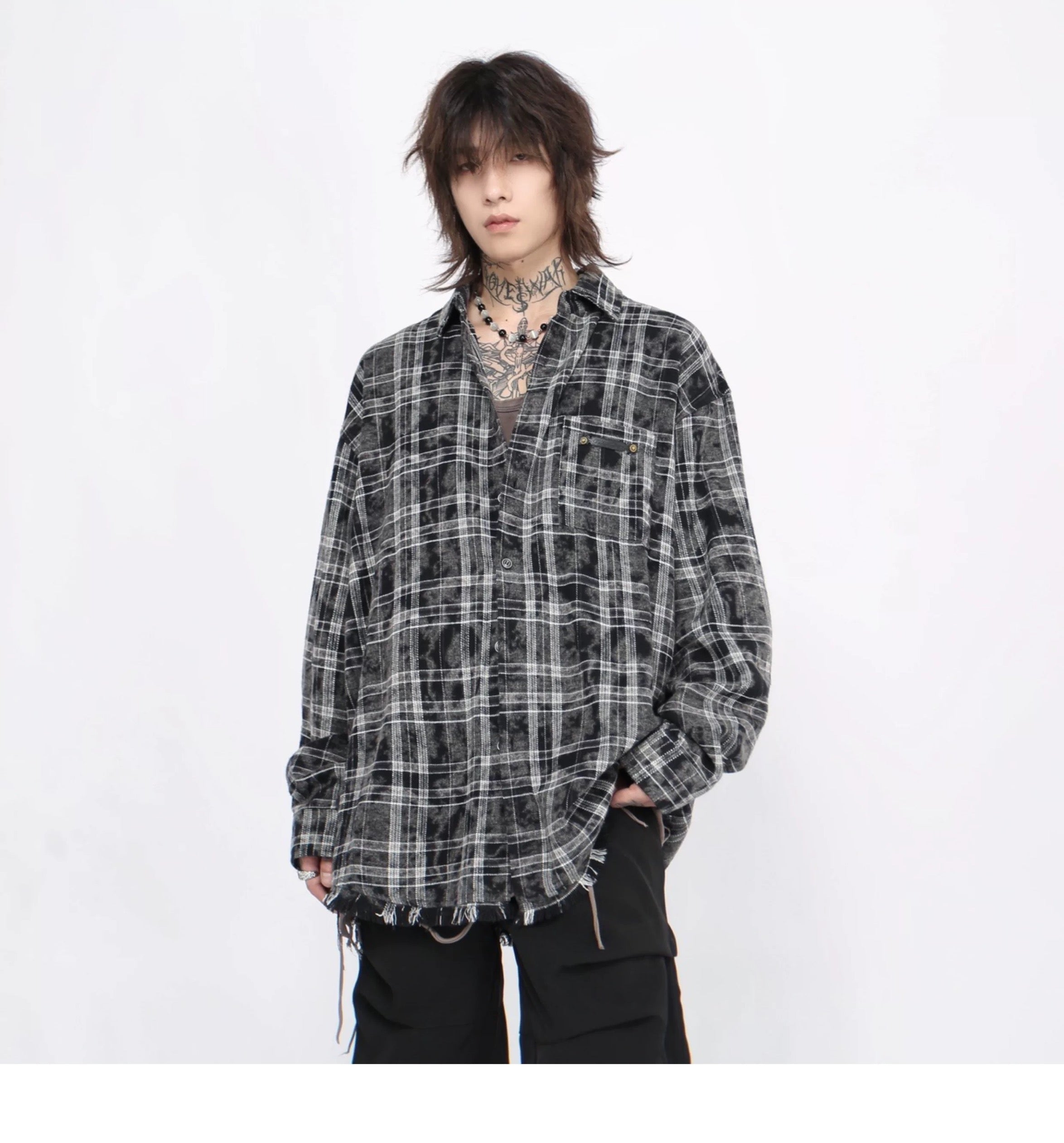 Men’s Plaid Overshirt Jacket – American Casual Vintage Streetwear Outerwear FE0298
