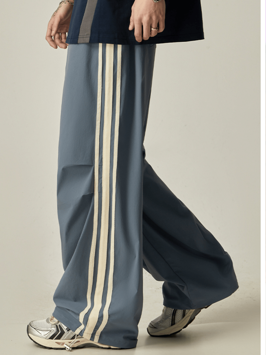 Striped loose wide-leg casual pants FE0682