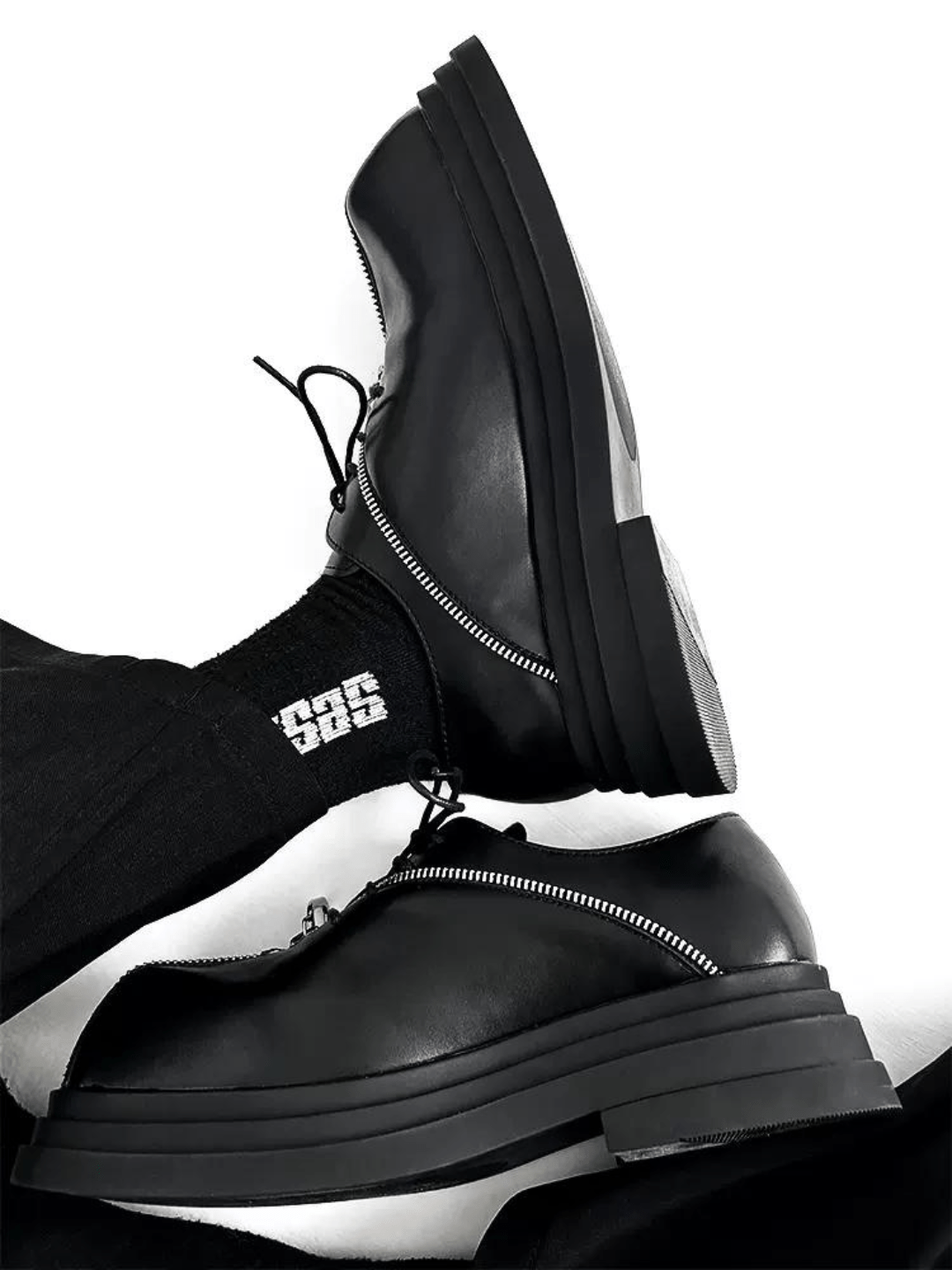 Square head leather shoes S046