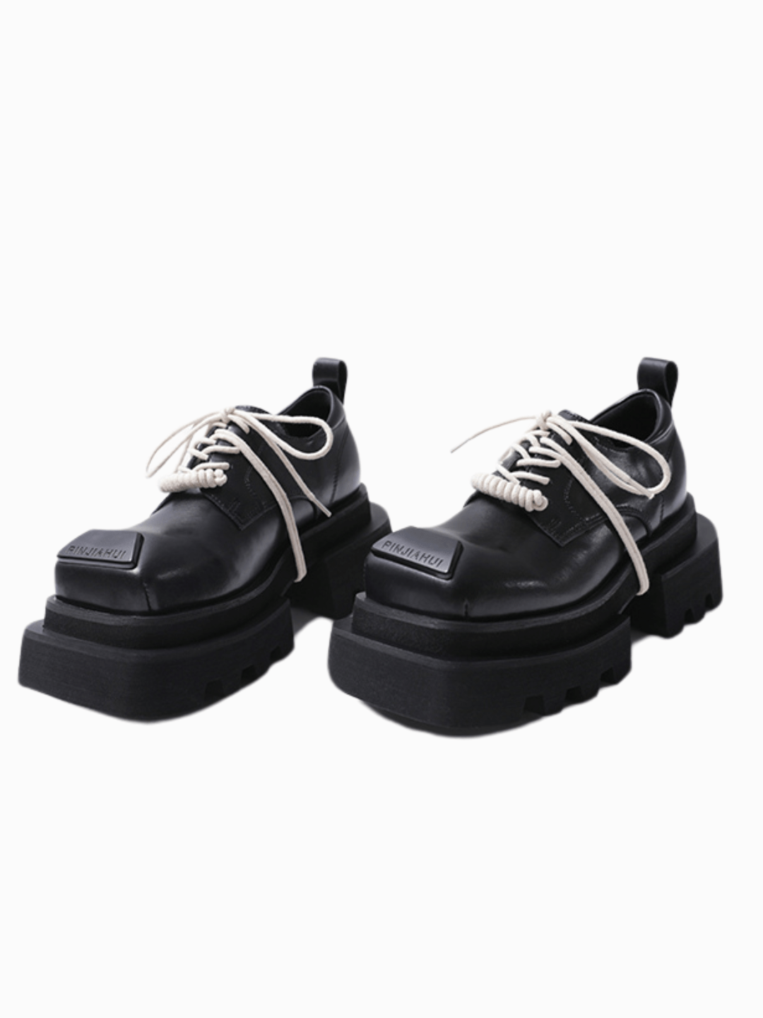 leather square head lace-up Derby shoes S034