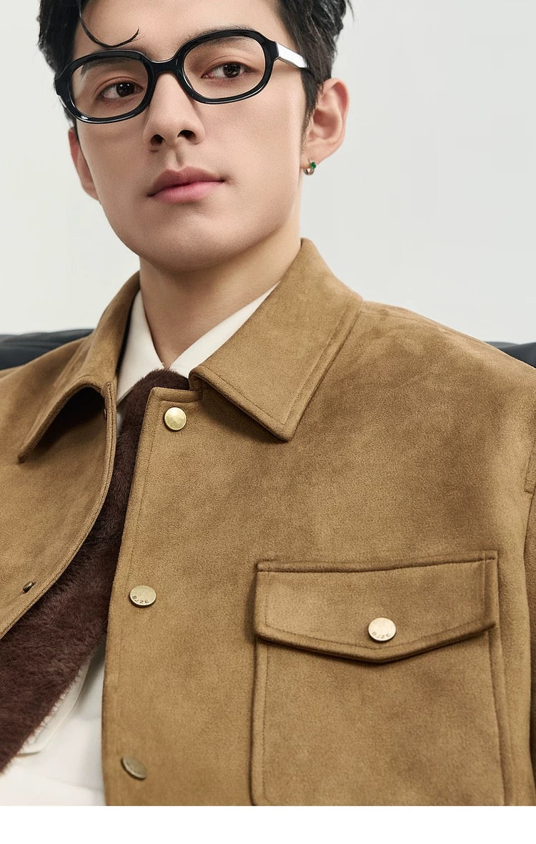Men's Retro Premium Faux Suede Lapel Jacke FE0275