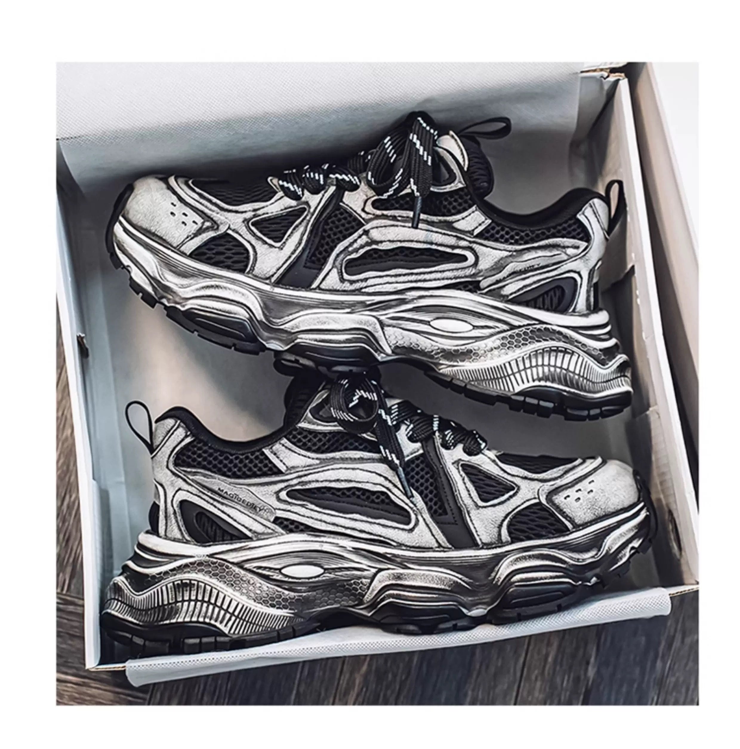 Men’s Retro Chunky Sneakers Casual Fashion Dad Shoes Soft Sole Trendy Running Shoes S0015