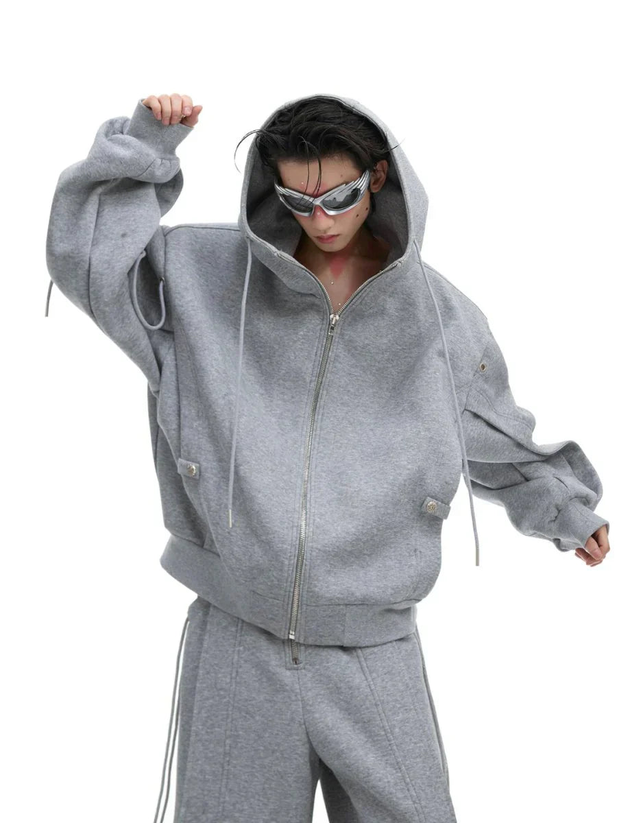 LOOSE HOODED SWEATER JACKET + BOTTOMS FE0491