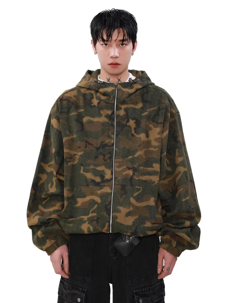 LOOSE ZIPPER HOODED JACKET FE0123