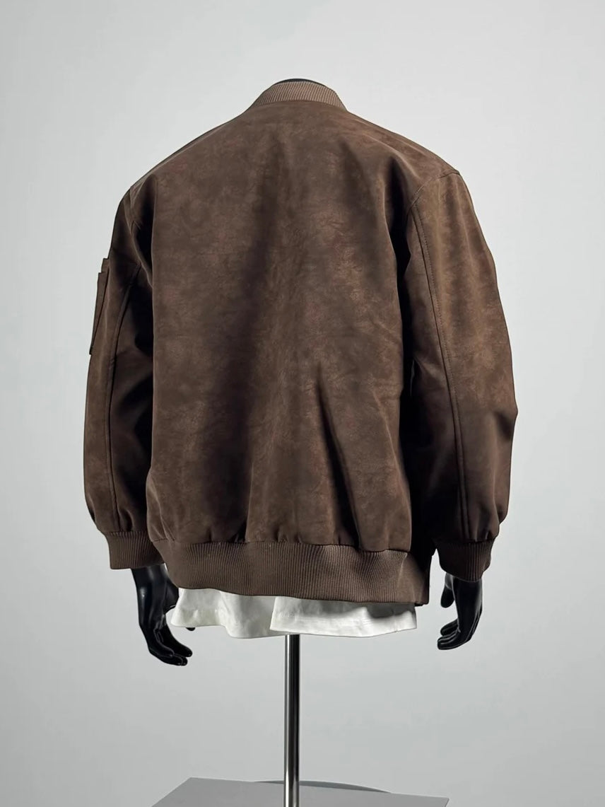 LOOSE STAND-COLLAR MOTO JACKET FE0217