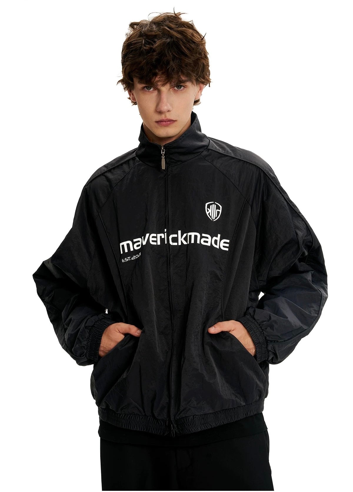 American Letter Print Jacket – Vintage Streetwear Varsity Zip Jacket FE0070