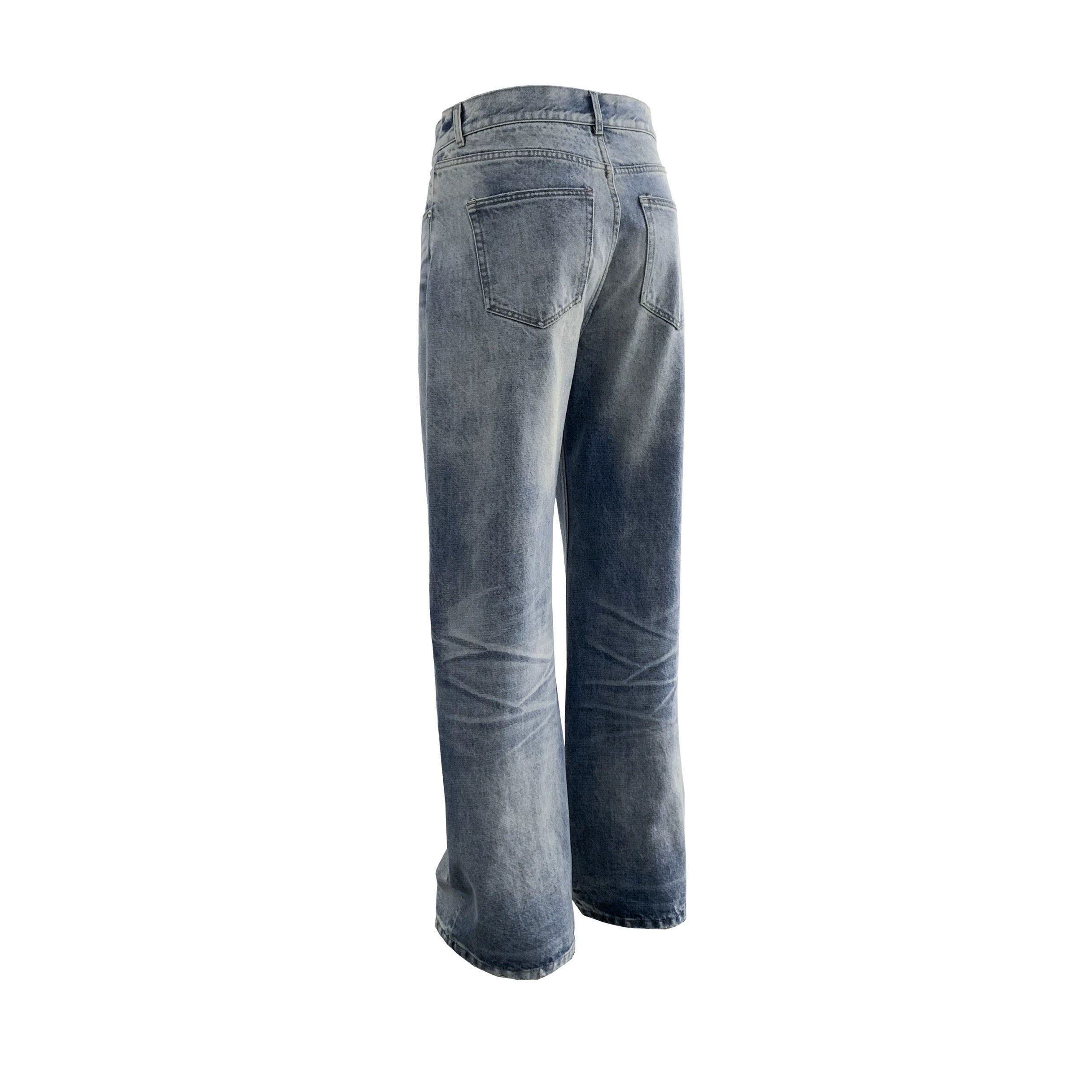 Washed Blue Straight-Leg Denim Jeans FE0065