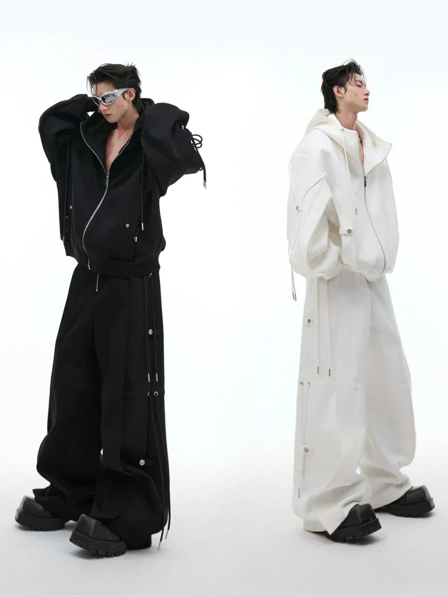 LOOSE HOODED SWEATER JACKET + BOTTOMS FE0491
