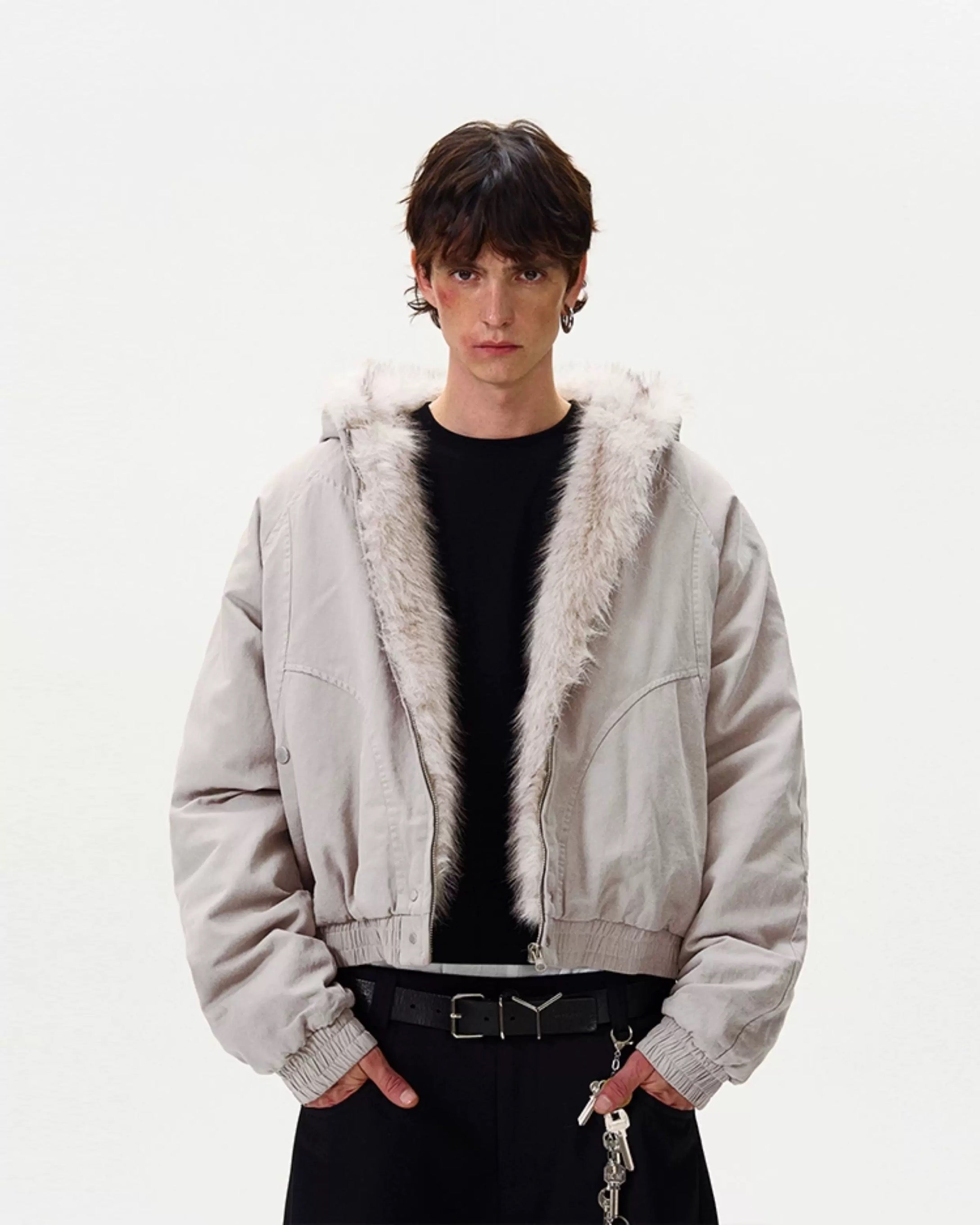 American Vintage Deconstructed Fleece-Lined Jacket – Retro Streetwear Outerwear FE0067