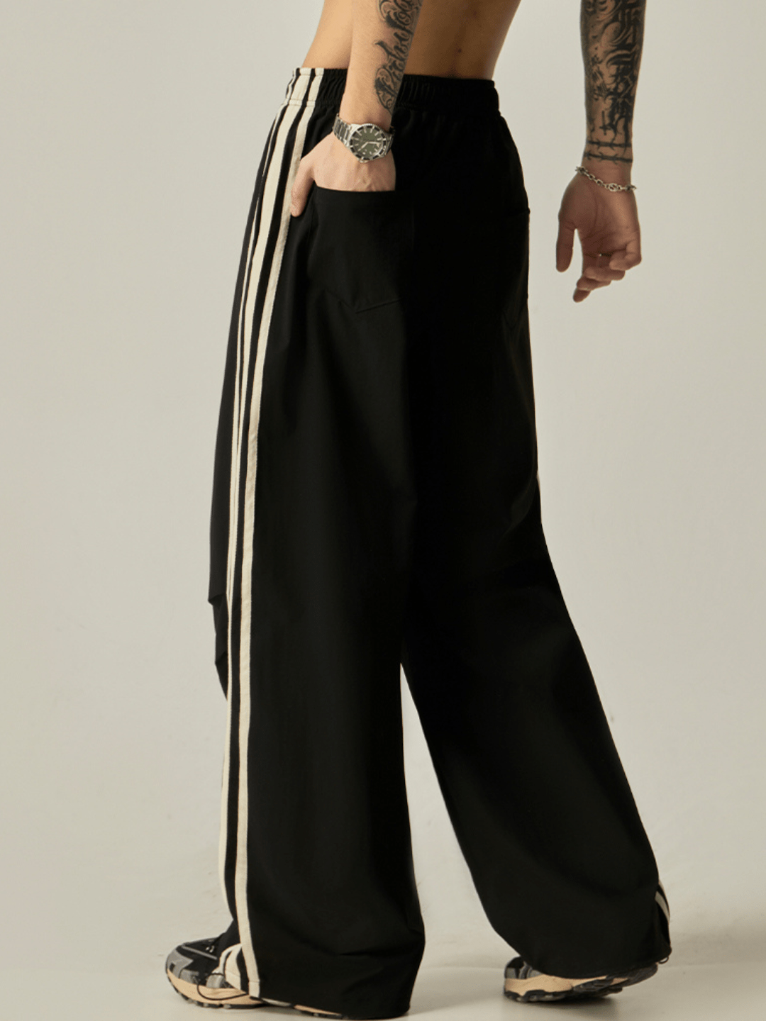 Striped loose wide-leg casual pants FE0682