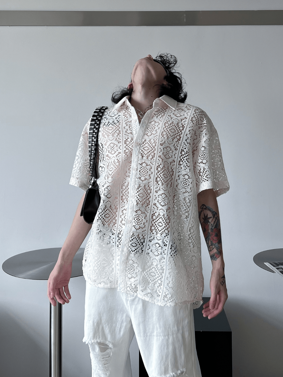 hollow design sense loose shirts FE0560