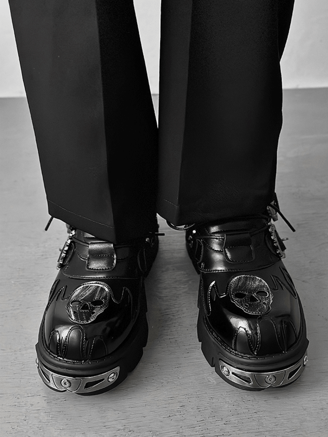 Punk Metal Leather Shoes S036