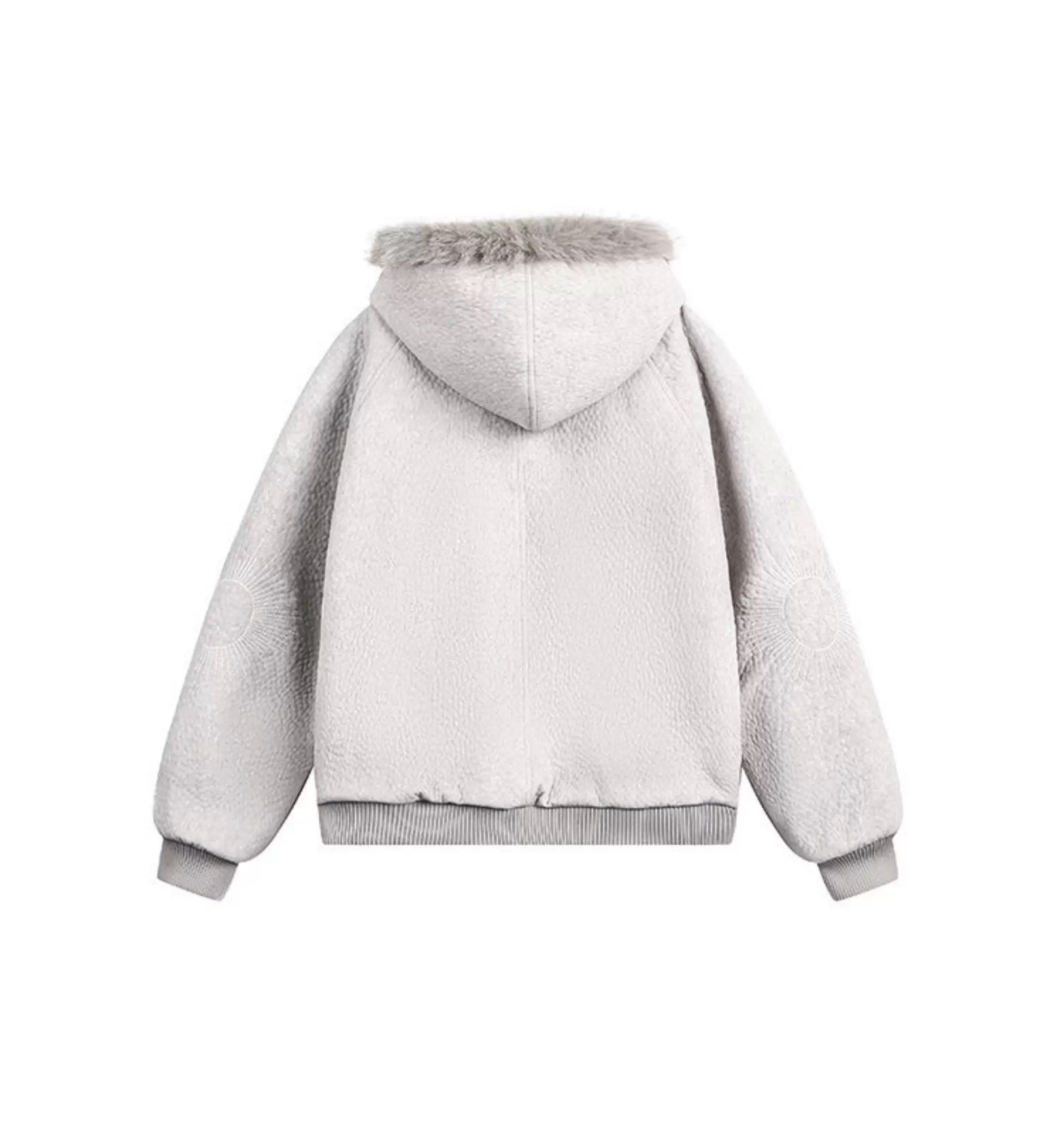 American Vintage Faux Rabbit Fur Hooded Jacket FE0080
