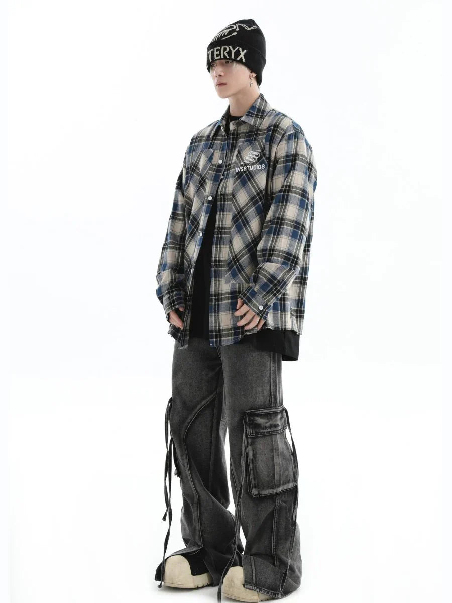 MULTI-POCKET LOOSE STRAIGHT LONG JEANS FE0403