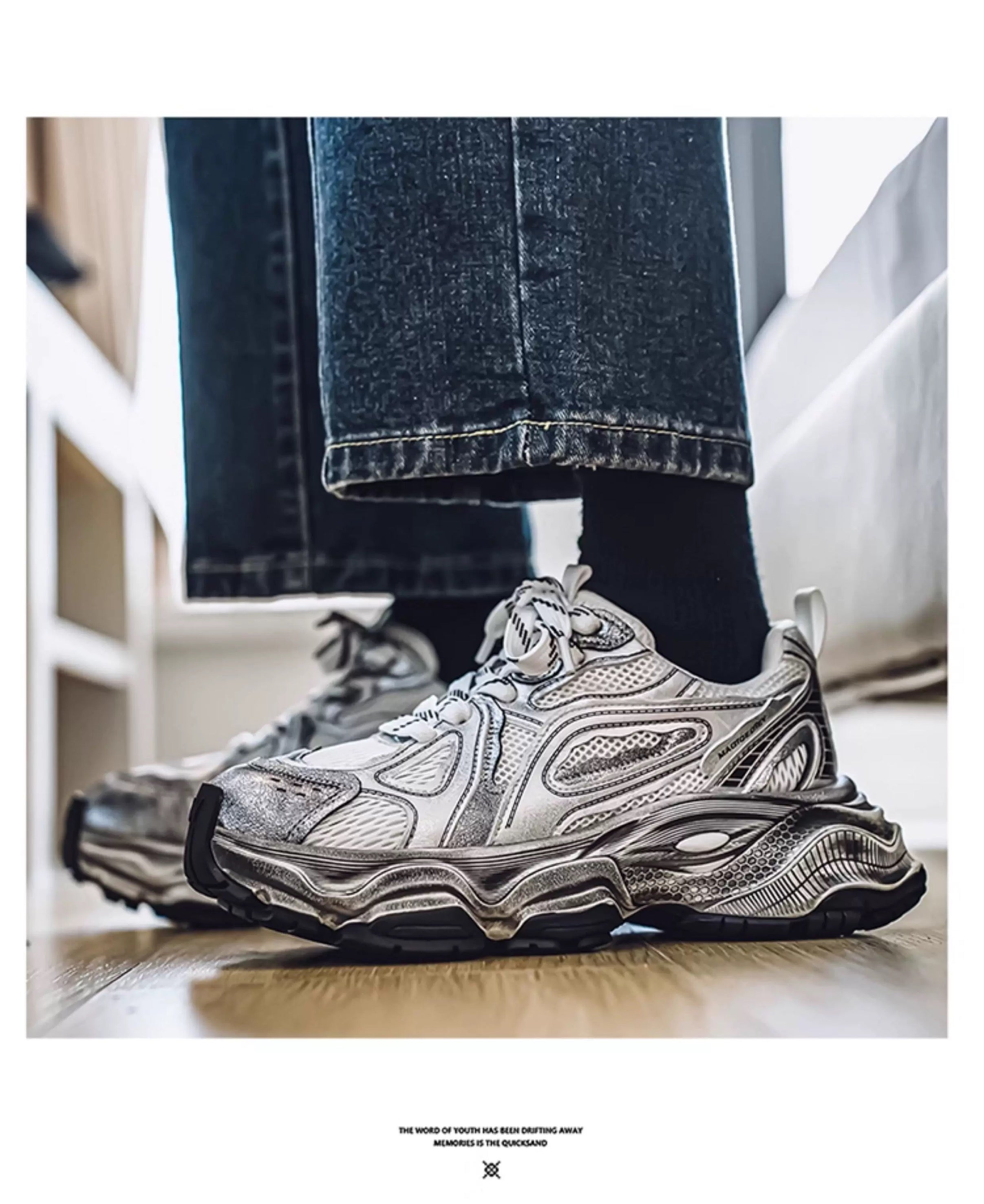 Men’s Retro Chunky Sneakers Casual Fashion Dad Shoes Soft Sole Trendy Running Shoes S0015