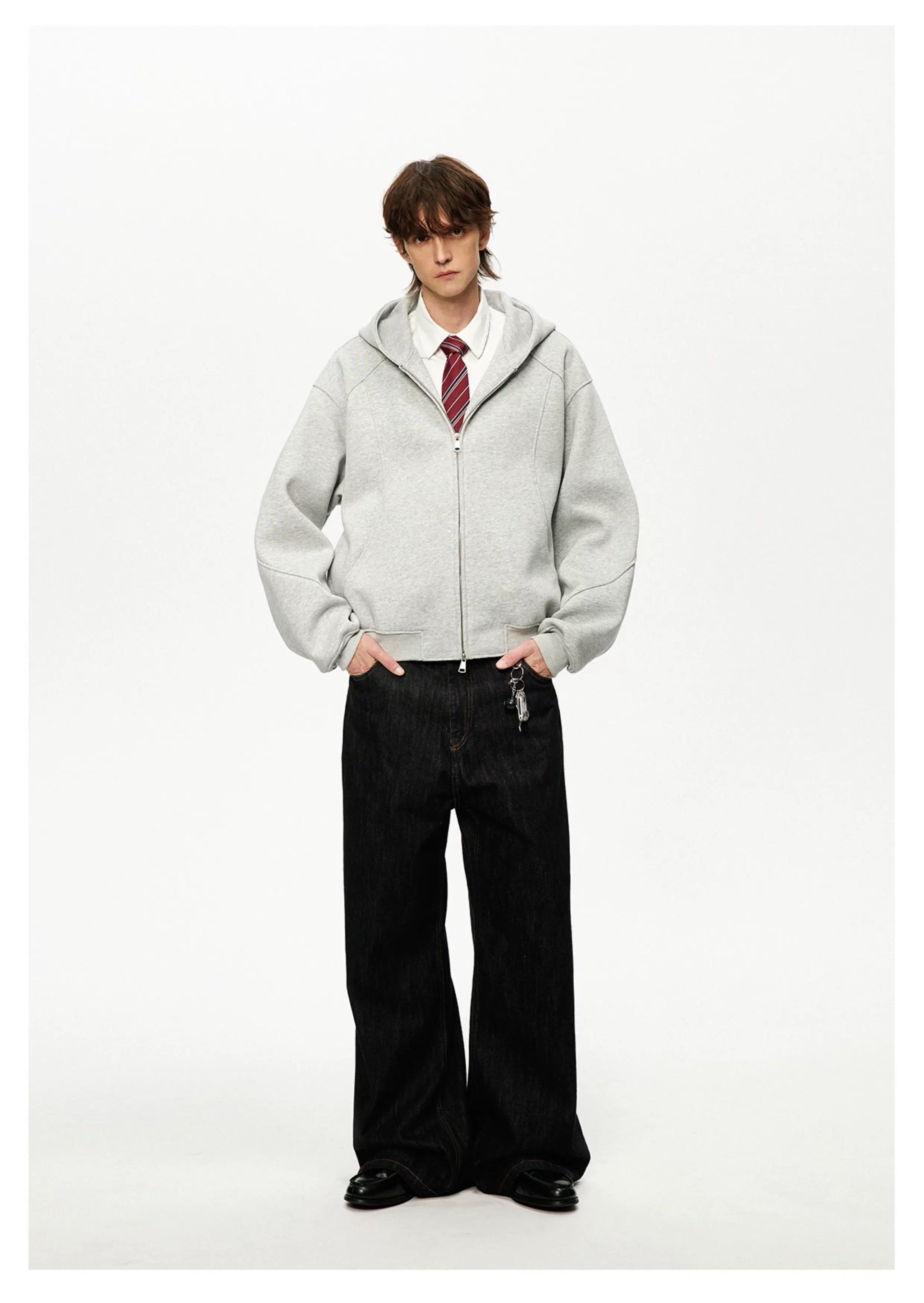 Men’s Cropped Zip-Up Hoodie – American Street Minimal Short Hoodie Jacket FE0003