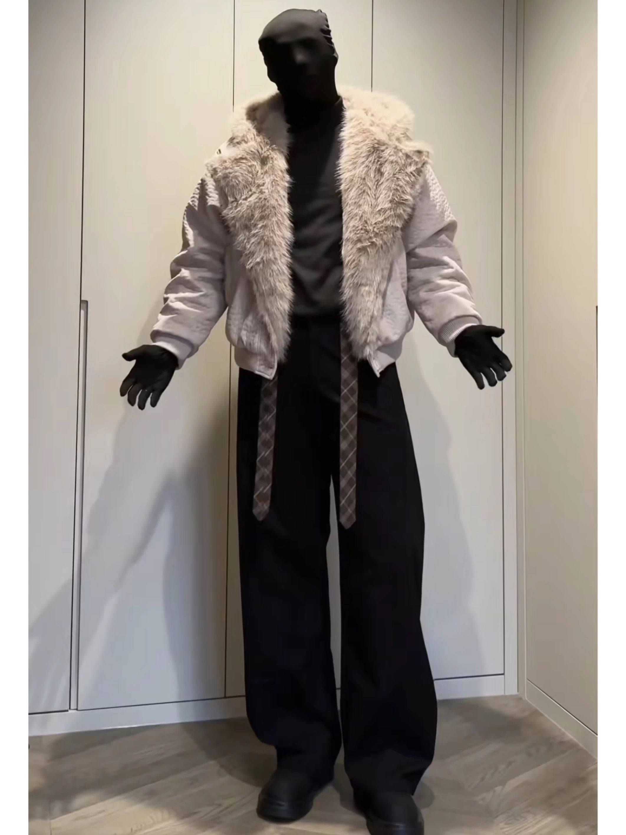 American Vintage Faux Rabbit Fur Hooded Jacket FE0080